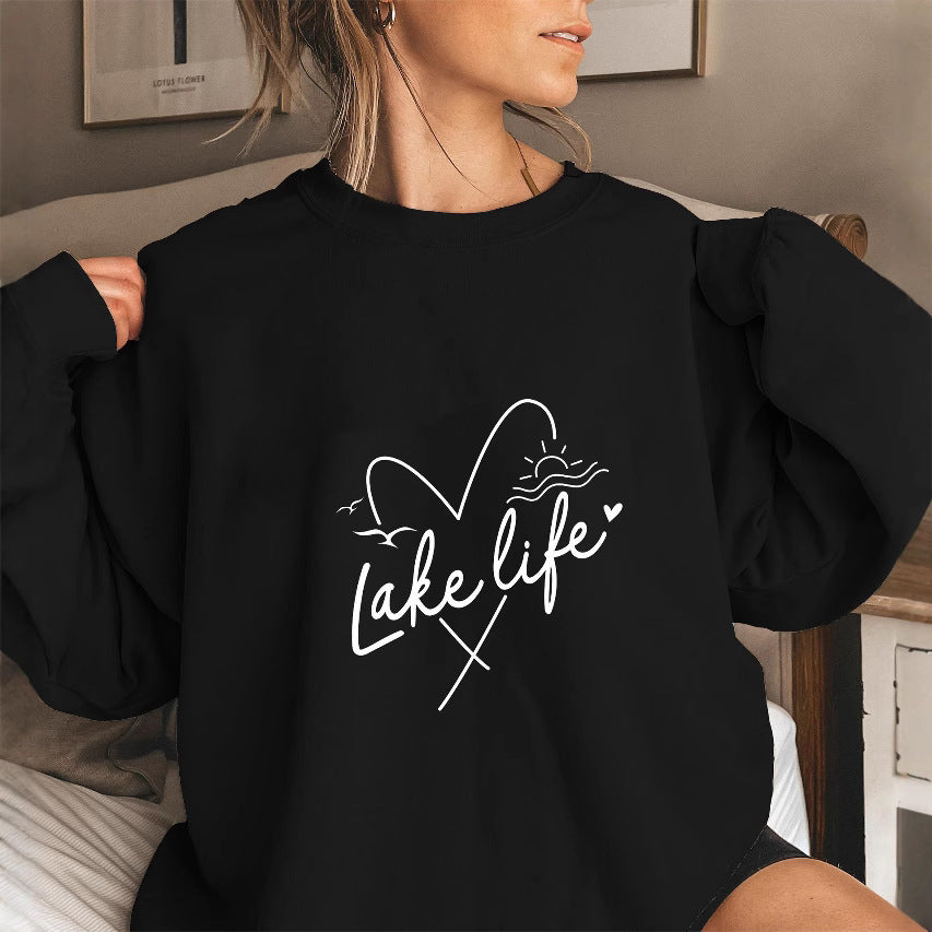 Kvinders sweatshirt med korte ærmer og hjerte motiv Stilla