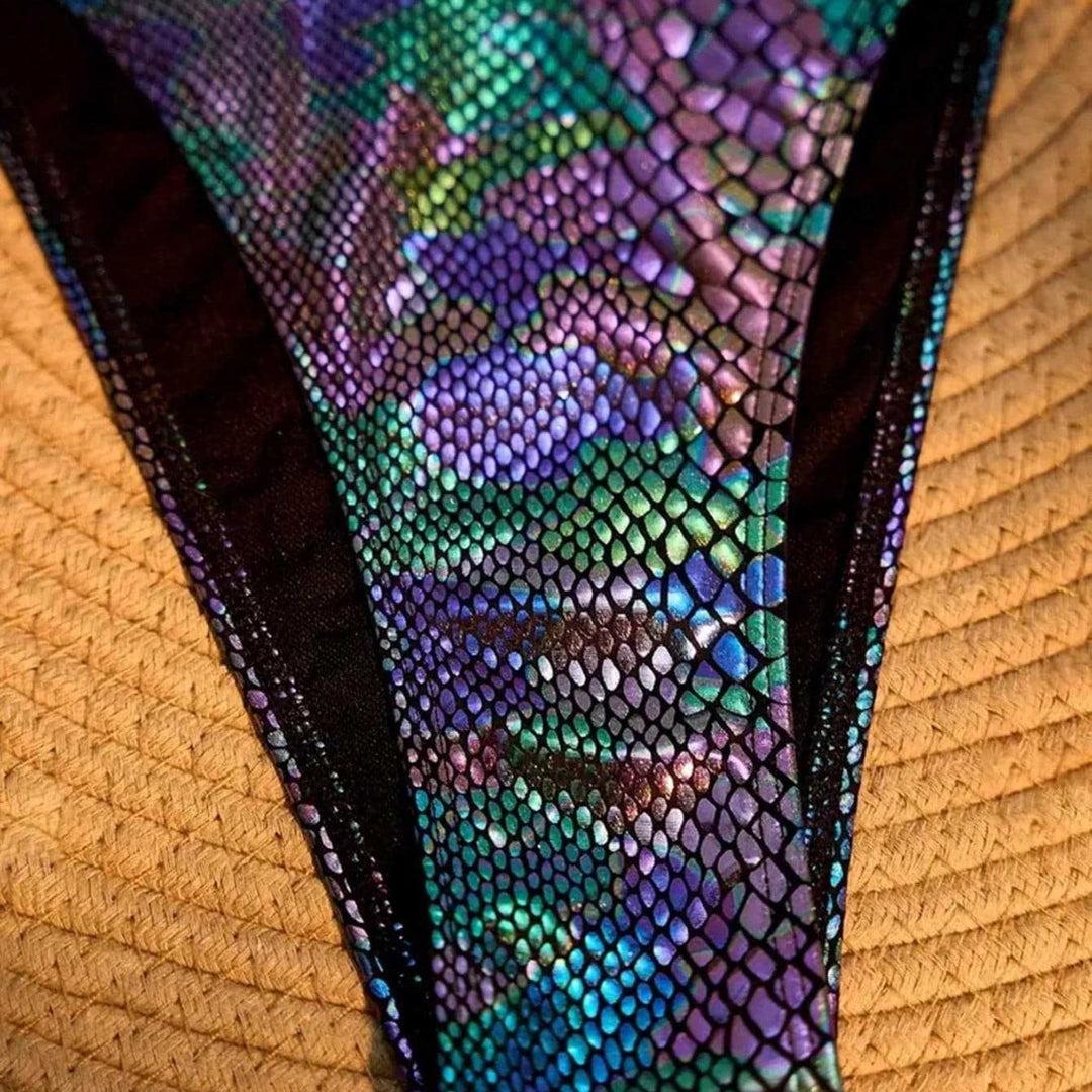 Dame Triangel-Bikini med glitrende slange-design Skovae