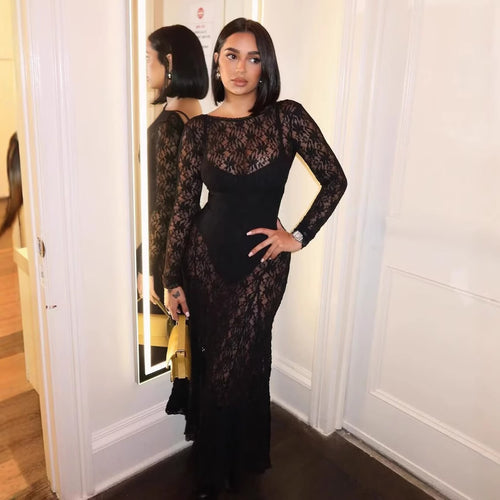 Femme Elegant Spids-Maxi-Kjole med dyb V-udskæring Stilla