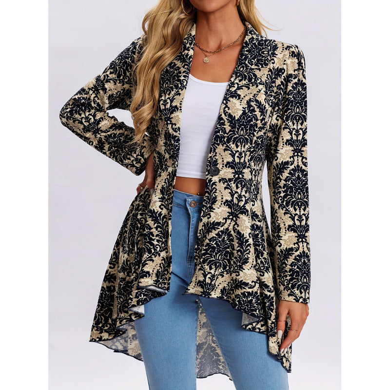 Femme Elegant High-Low Blazer med asymmetrisk kant Stilla