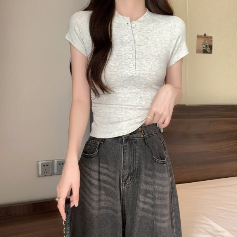 Femme Kortærmet Henley Top Stilla