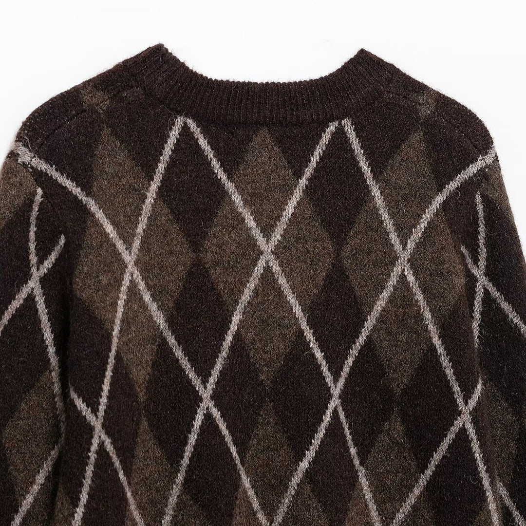 Femme Argyle Strikpullover Stilla