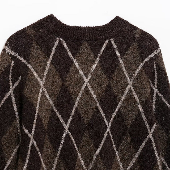 Femme Argyle Strikpullover Stilla
