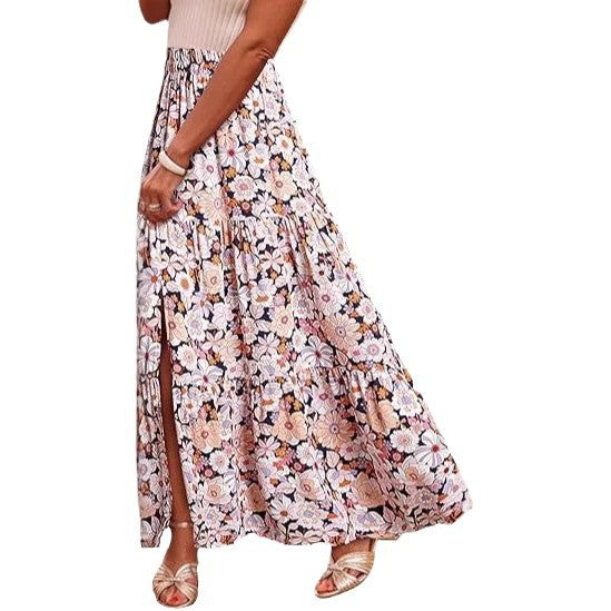 Kvinder Bohemian Floral Trin Kjole Maxi Nederdel Stilla