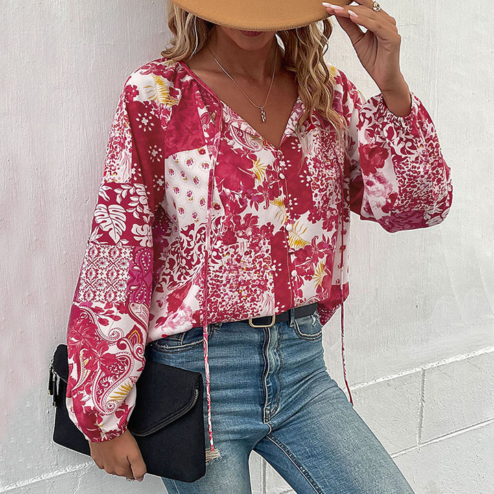 Kvinders fashionable bluse med blomsterprint og casual design Stilla