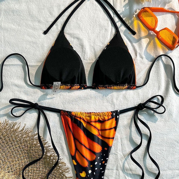 Dame Triangel-Bikini-Sæt med justerbare bånd og spændende mønsterblanding Skovae