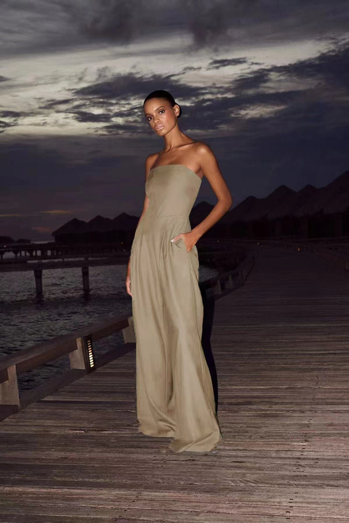 Dame jumpsuit med bredt ben Stilla