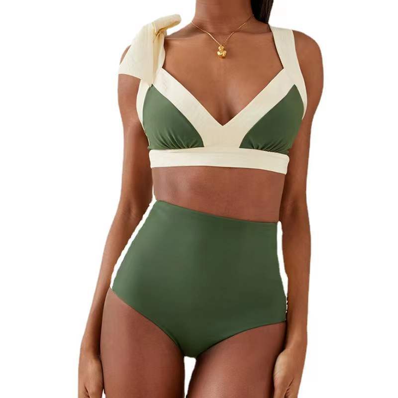 Damer højskåret bikini med elegant indpakningsdetalje Skovae