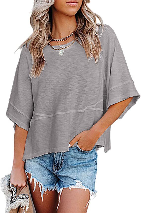 Dame Fjerdedelærm Boxy Top Stilla