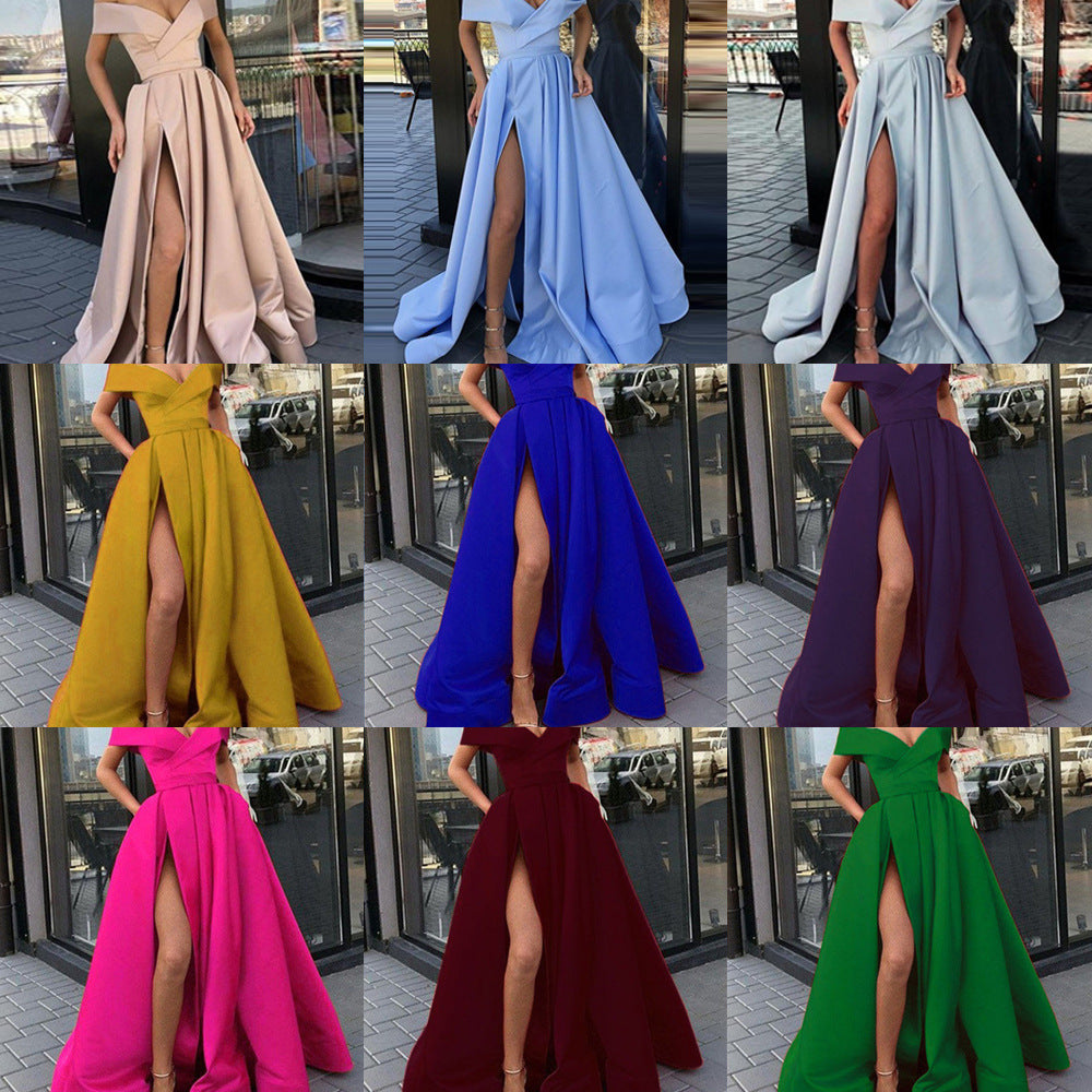 Stilla | Glamorous Deep V-Hals Satin Multifarvet Kjole