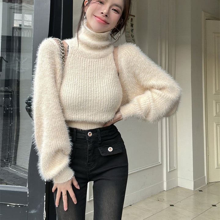 Dame Stilfuld Turtleneck Sweater med Pufærmer Stilla