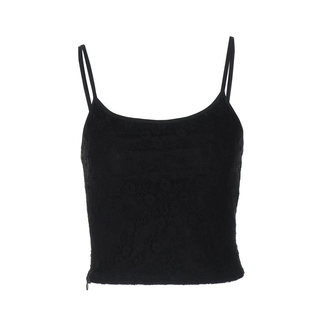 Dame moderne Cropped-Top med smalle spaghetti-stropper og elastisk materiale Stilla
