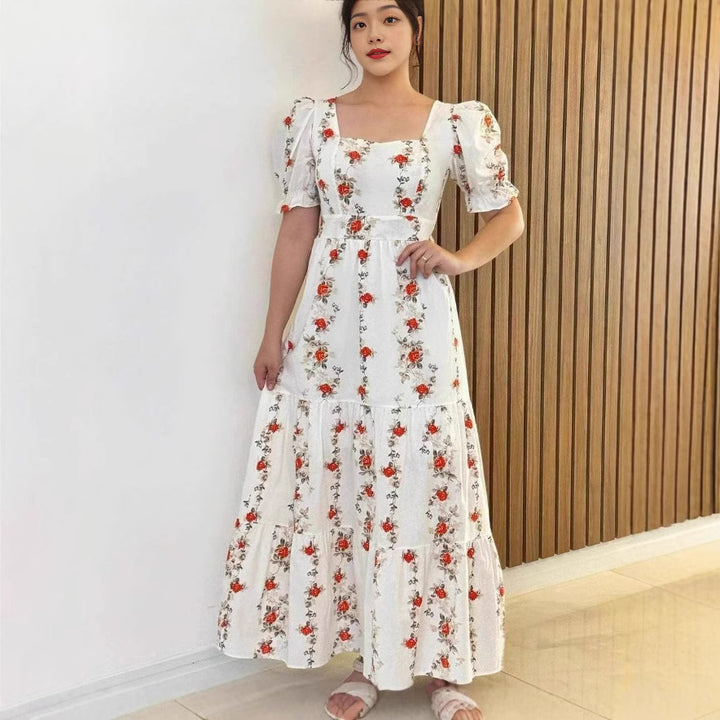 Dame Maxikjole med blomsterdekorationer Stilla