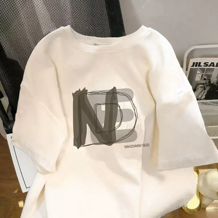 Dame Oversized T-shirt med kreativ grafisk print Stilla