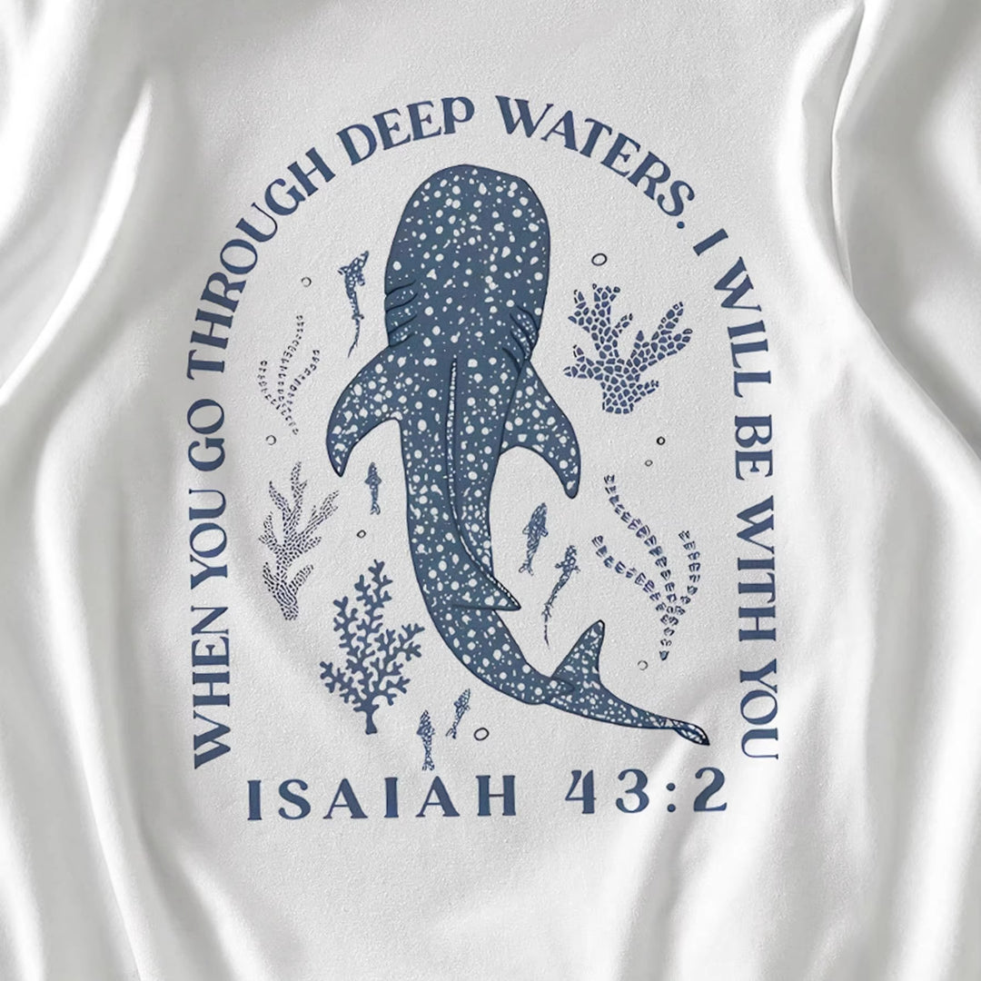 Dame T-shirt med kreativt valg-slogan og kunstnerisk haj-motiv Skovae