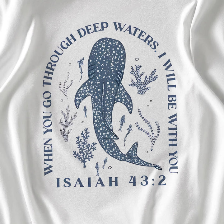 Dame T-shirt med kreativt valg-slogan og kunstnerisk haj-motiv Skovae