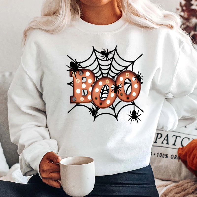 Kvinders sweatshirt med kreativ Halloween edderkoppespind design Stilla
