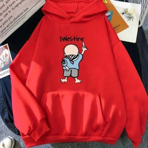 Dame hoodie med kreativt illustreret design Skovae