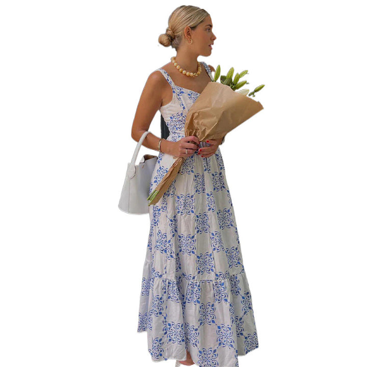 Femme Floral Volant Høj-Lav Kjole Stilla