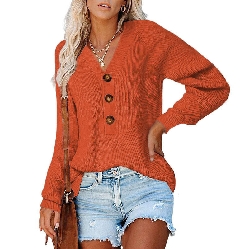 Dame V-hals Knap-Up Pullover Stilla
