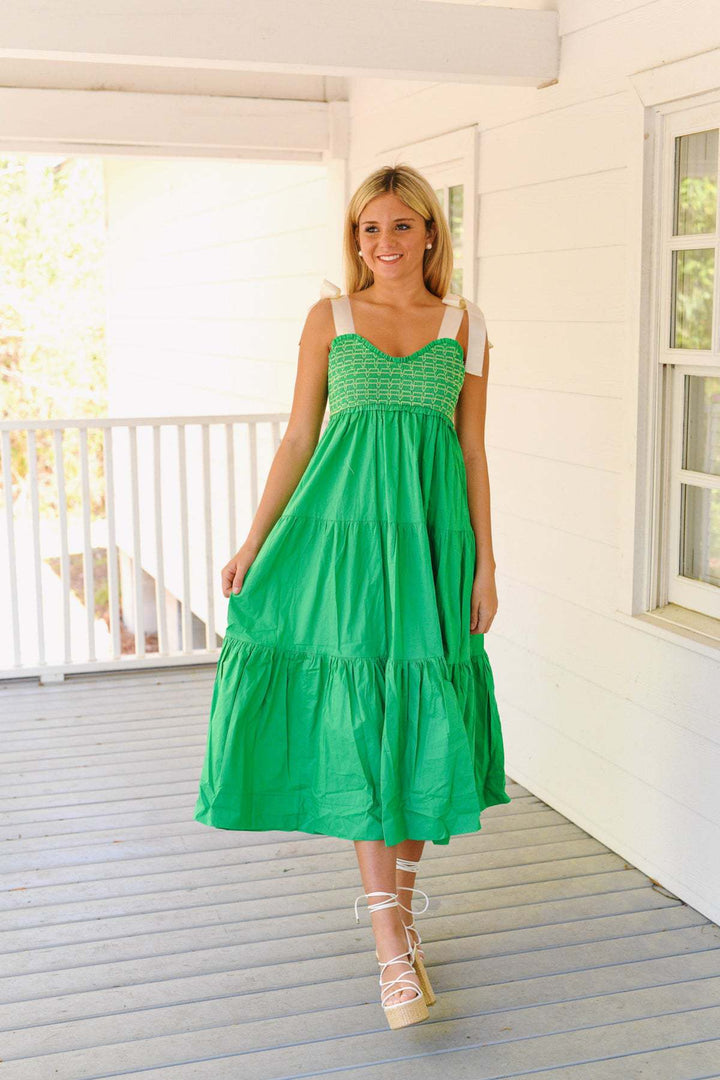Dame Tiered Maxi Kjole med rynket Overdel Stilla