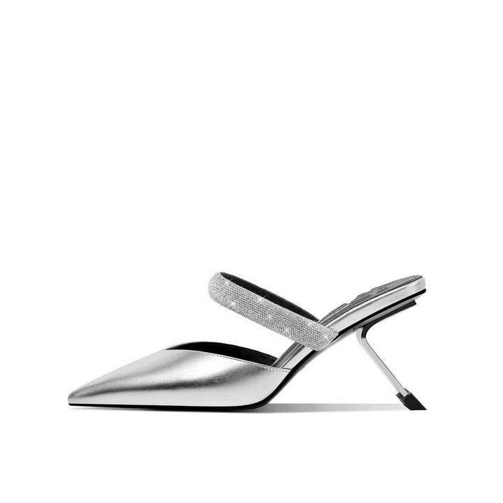 Femme Spitz-Tå Slingback-Hæle med Strass-Accentbånd Stilla