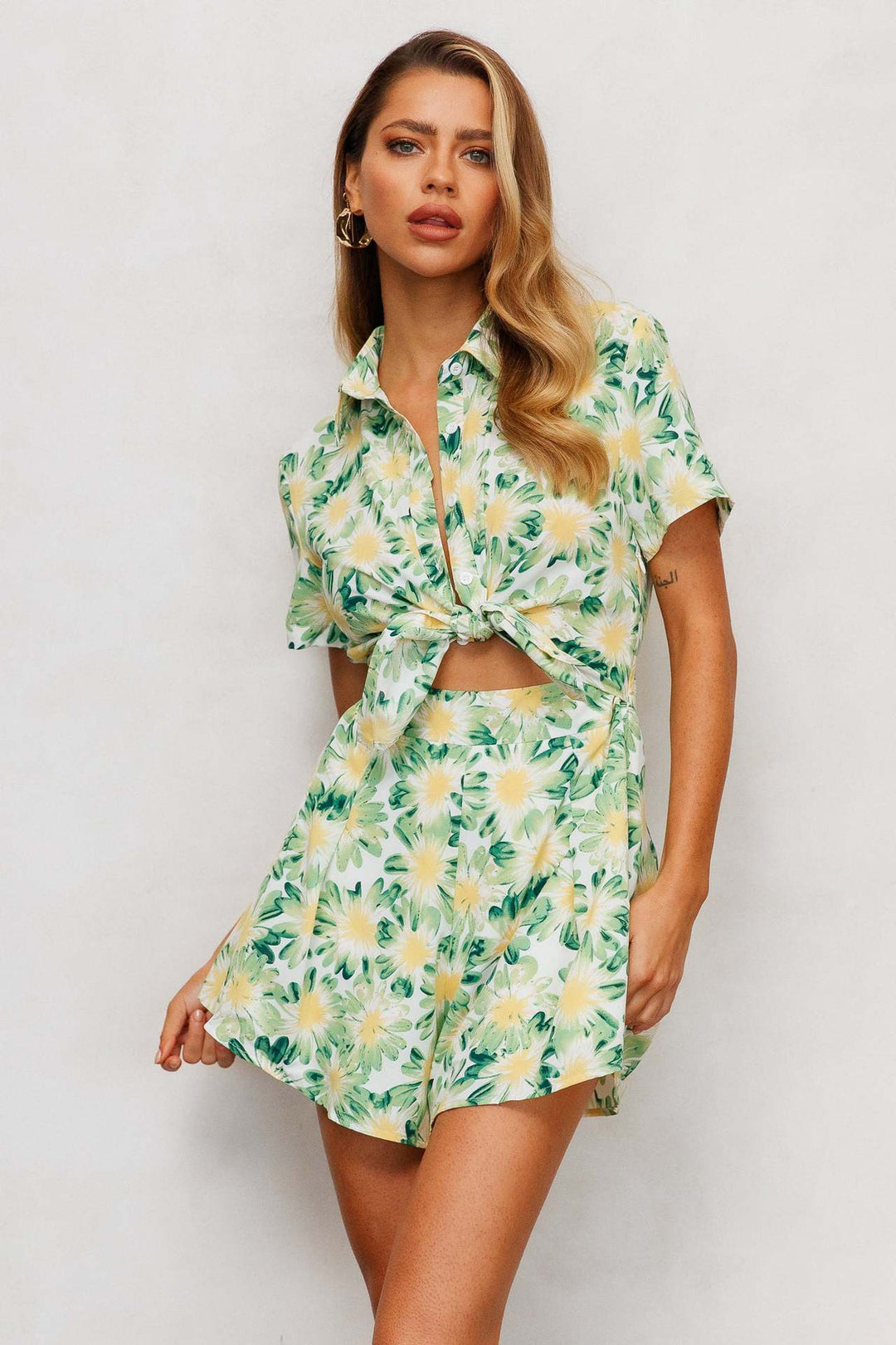 Femme Floral Print Cut-Out Overall Set Stilla