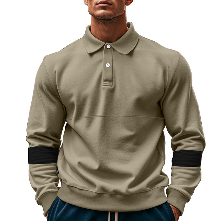 Herrer sporty sweater med strukturerede ærmer og klassisk krave Stilla