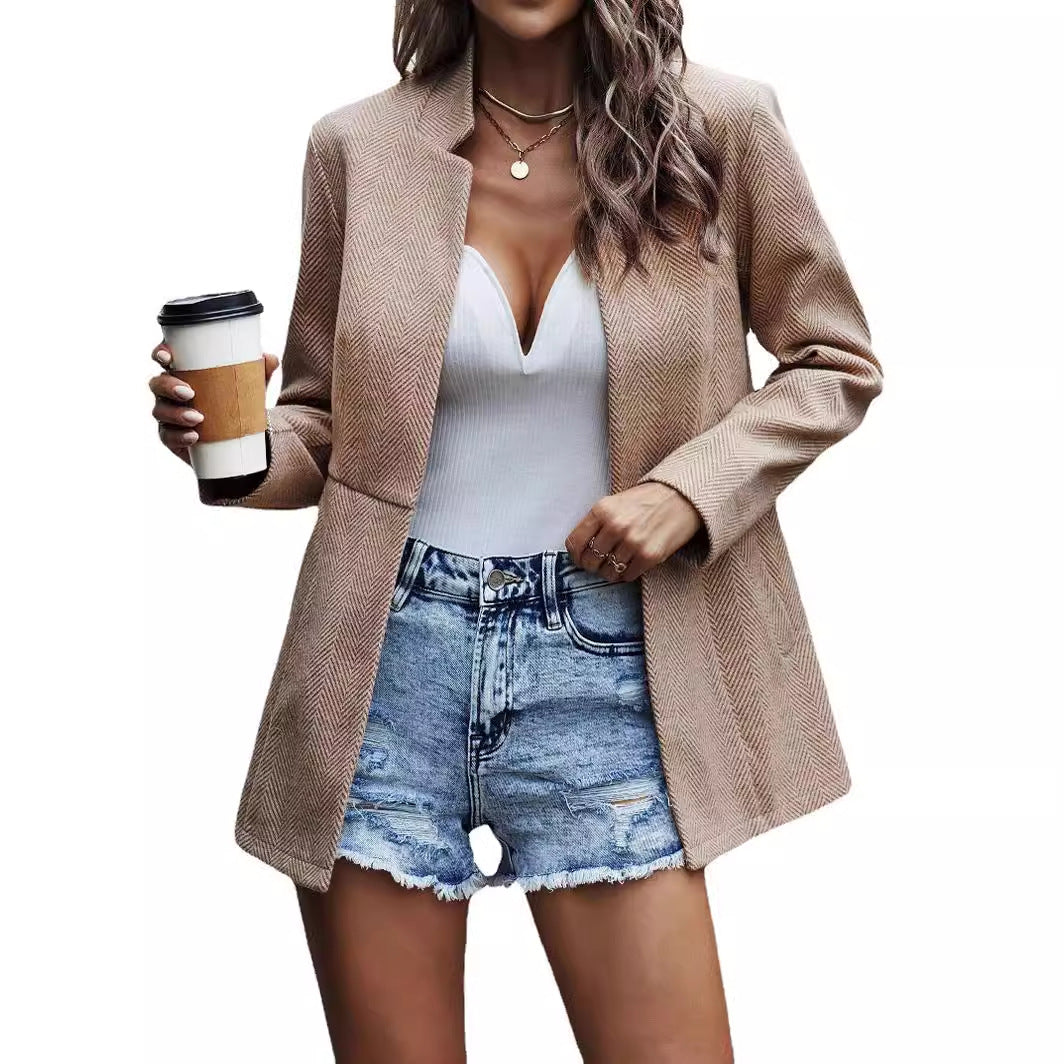 Dame elegant herringbone Blazer Stilla