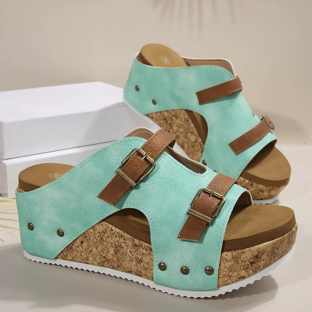 Dame moderate plateau-sandaler med justerbare remme og korksål Stilla