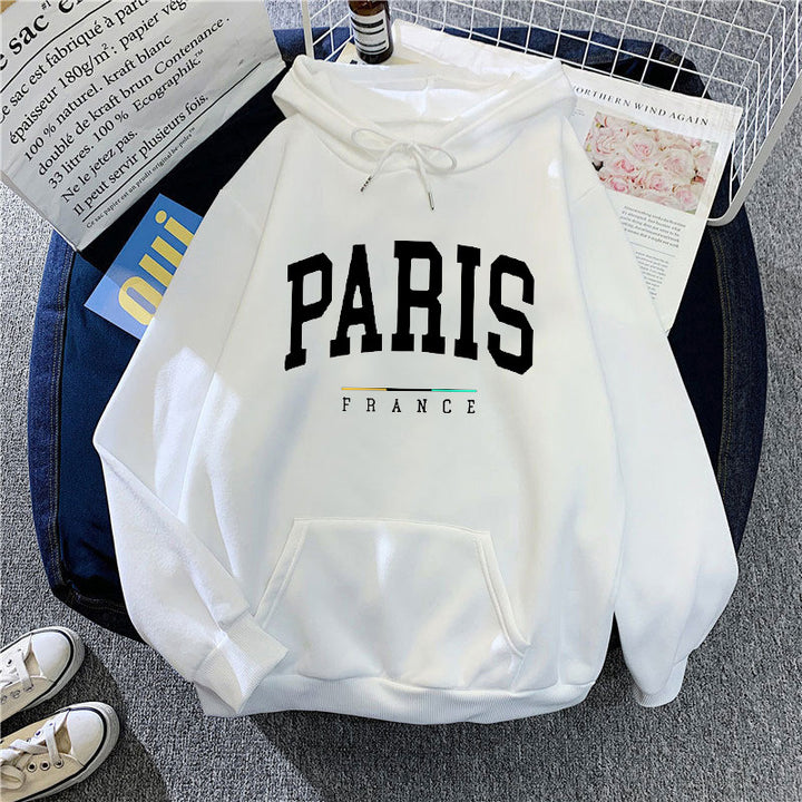 Dame hoodie med stort Paris print Skovae