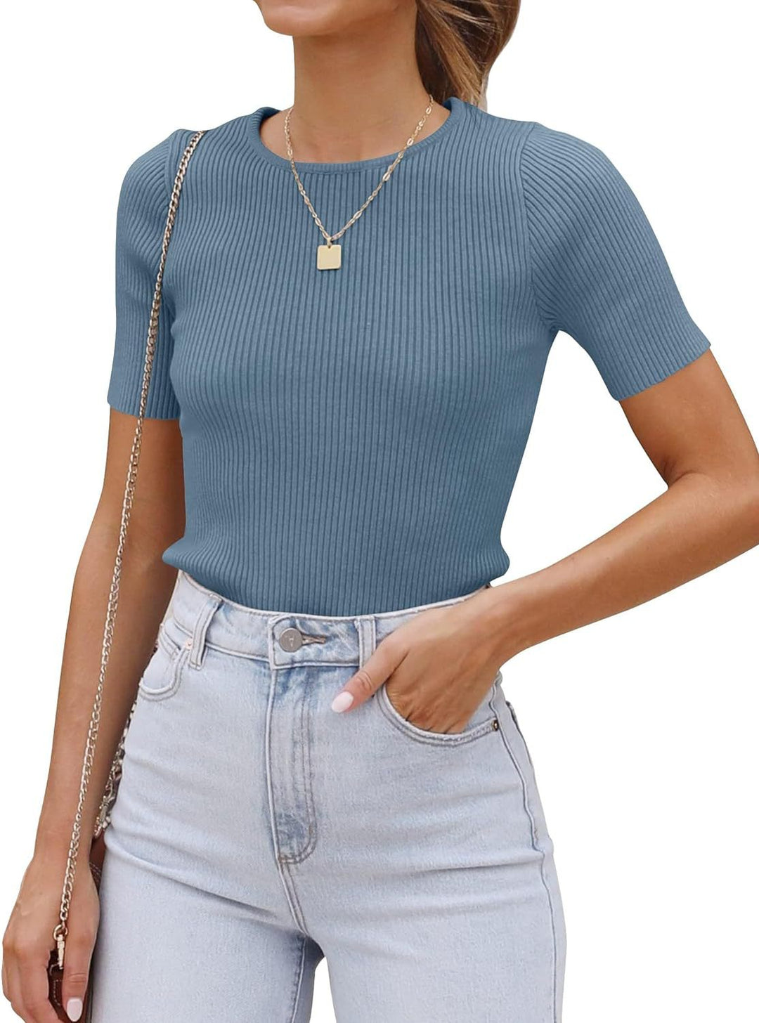 Dame figursyet Premium Rib T-shirt Stilla