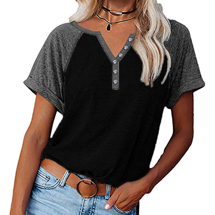 Dame afslappet T-shirt med knapstolpe Stilla