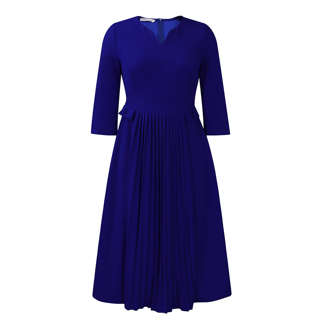 Dame midikjole med elegant plissé-look Stilla
