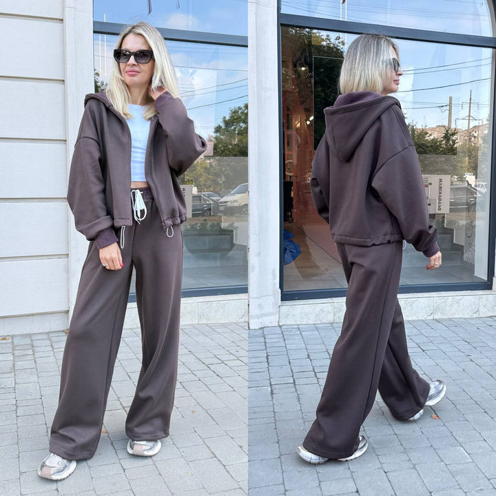 Kvinders Oversized Hoodie og Bred Bukser Sæt Chic & Stilfuld