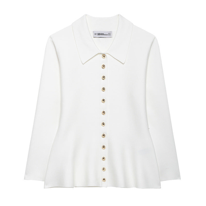 Femme Button-Up Faldet skjorte med Statement-krave Stilla