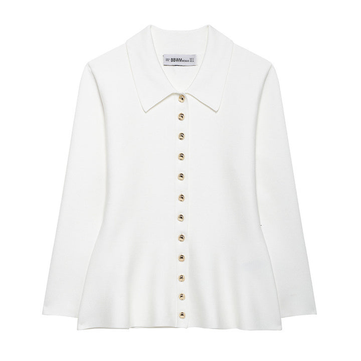 Femme Button-Up Faldet skjorte med Statement-krave Stilla