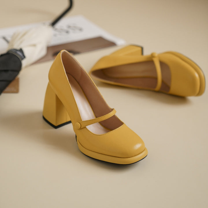 Femme Chunky Heel Mary Jane Pumps med dekorativ strop Stilla