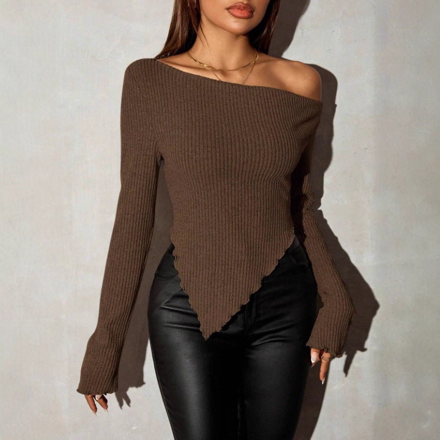 Dame asymmetrisk rib-top Stilla