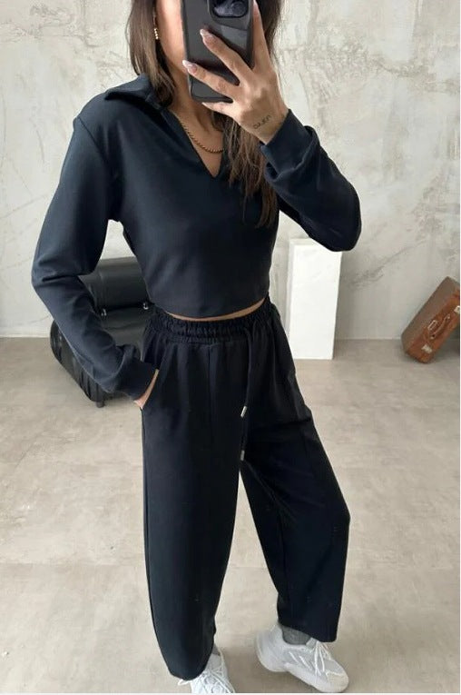 Damer sporty sæt med cropped top og løse bukser Stilla
