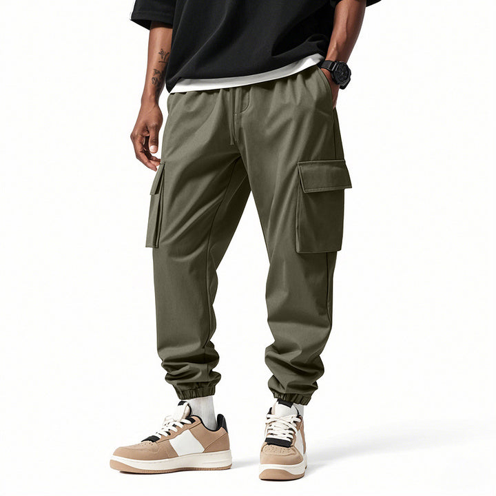 Herrer Cargo-Style Joggingbukser med praktiske lommer og elastiske ribkanter Stilla