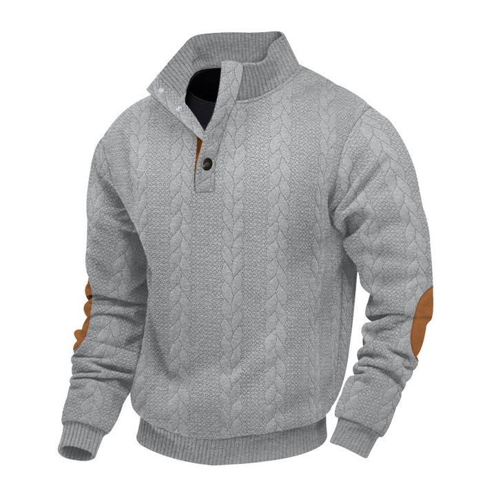 Herre strikket pullover med halvlukning og struktureret design Stilla