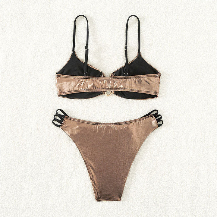 Dame bikini-sæt med glitrende top og justerbart design Skovae