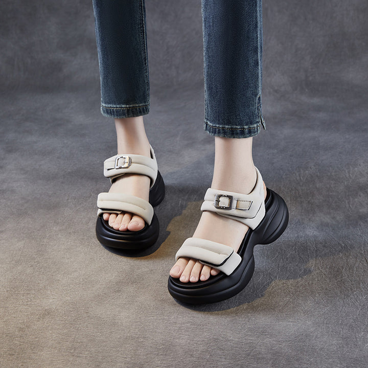 Dame Chunky Platform Slide Sandaler med justerbar rem Stilla