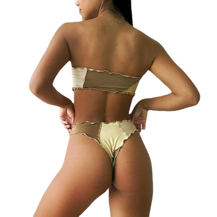 Dame bandeau bikini med ruffle detaljer Skovae
