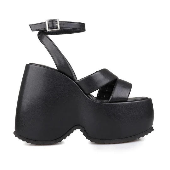 Femme Chunky Plattform Sandaler med justerbar ankelrem Stilla
