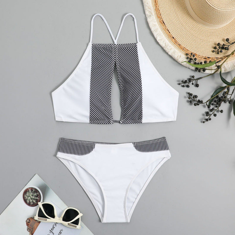 Dame Sport-Bikini med moderne stribedesign og justerbare stropper Skovae