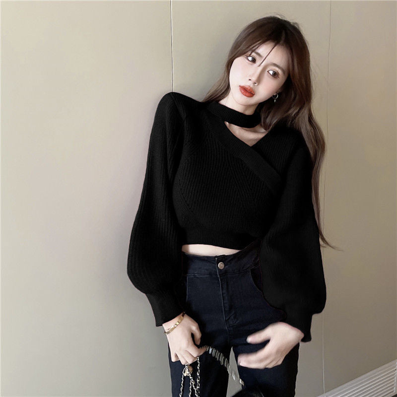 Femme Cropped Kryds-Front Striktrøje Stilla