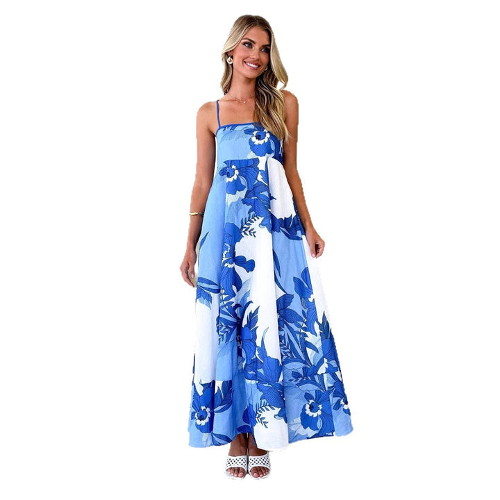 Kvinders maxi kjole med elegante stropper og blomstrede accenter Stilla
