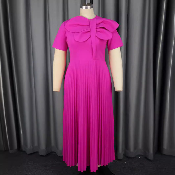 Dame Elegant Midi kjole med voluminøs sløjfeaccent Skovae